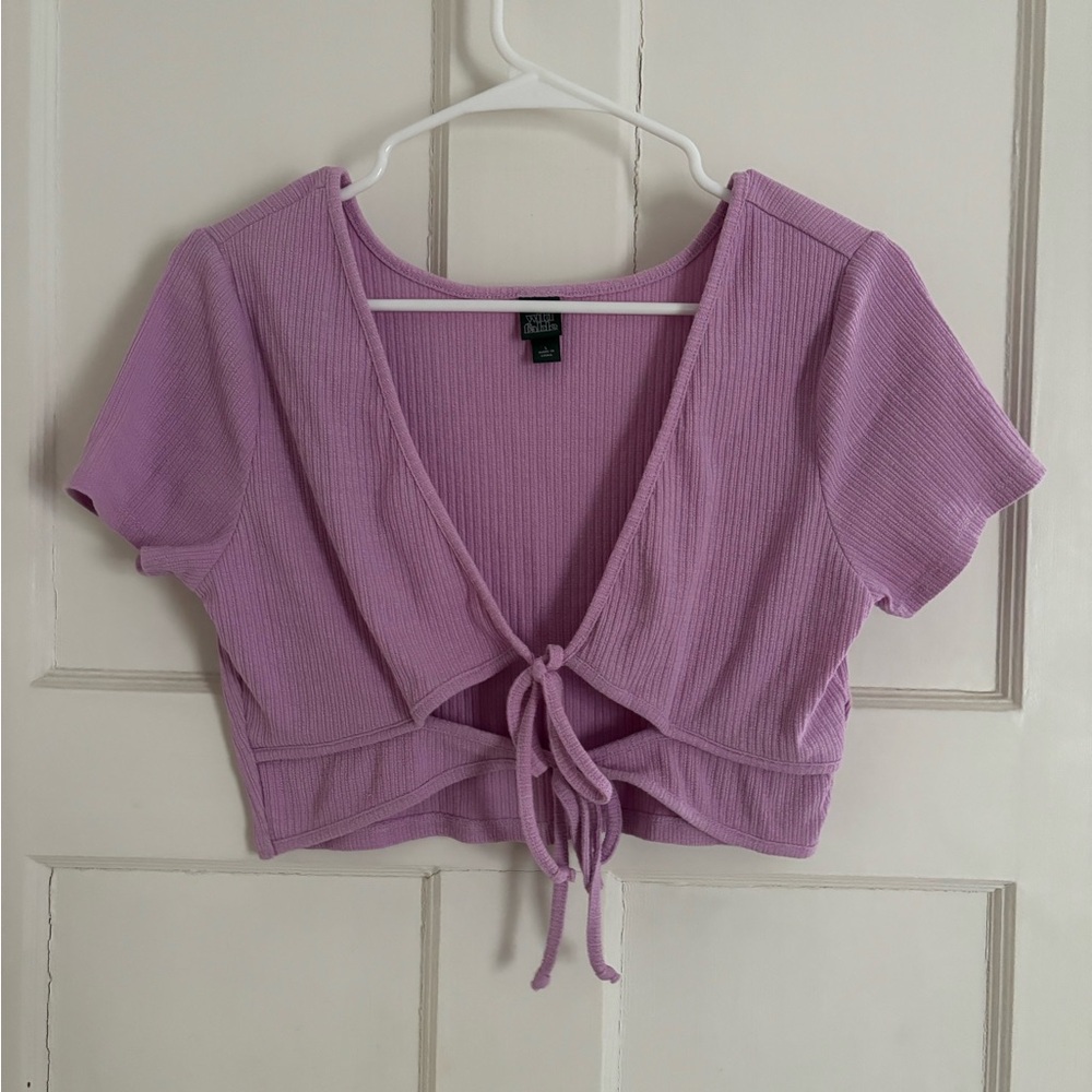 Wild Fable Lavender Tie-Front Ribbed Blouse